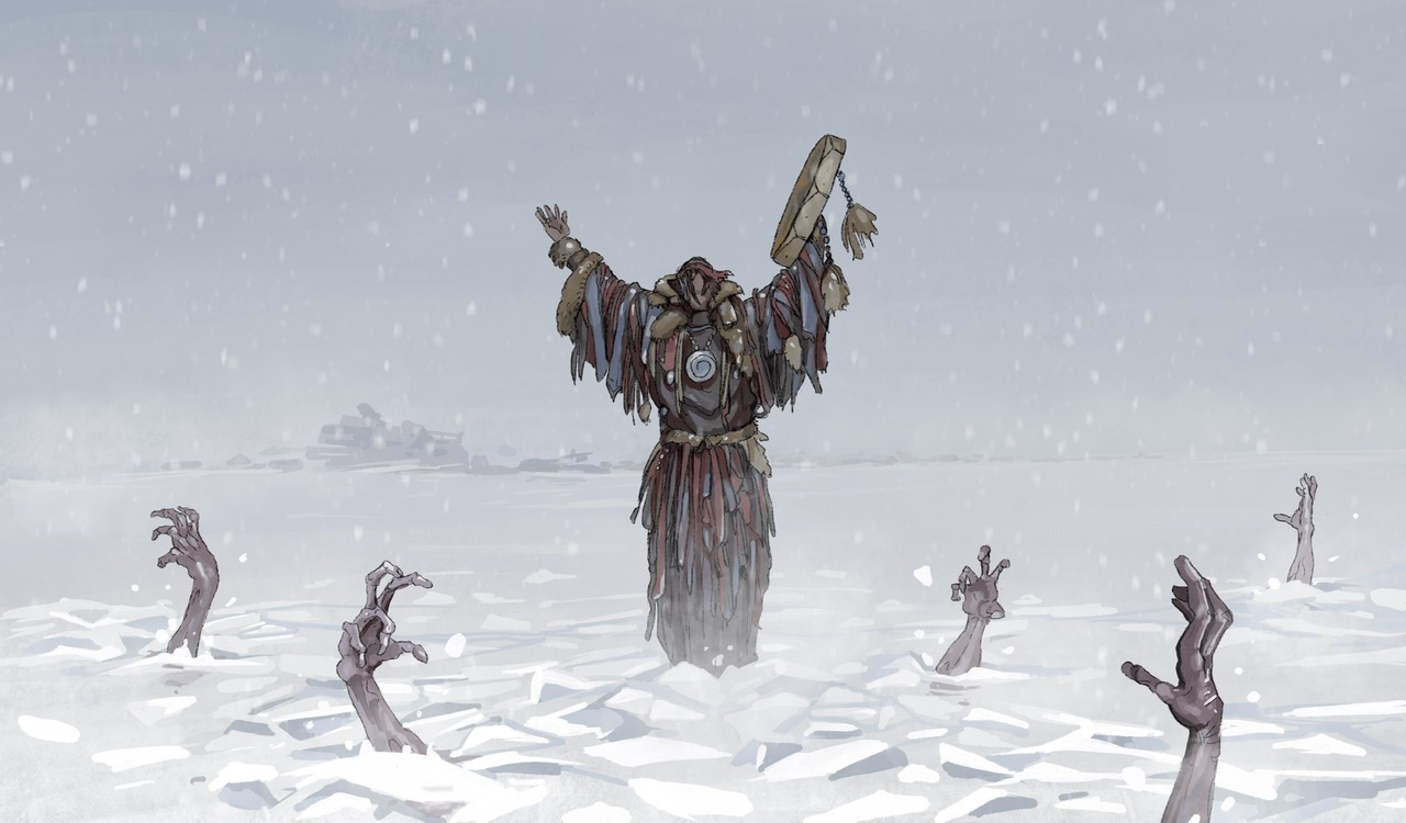 Sámán halott szolgák létrehozása közben