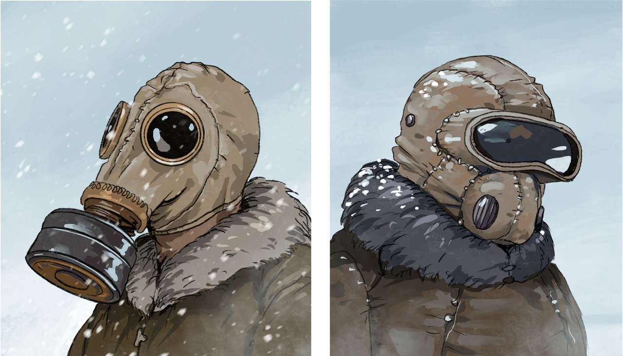 Példa egy ősöktől maradt és egy házilag készített gázálarcra