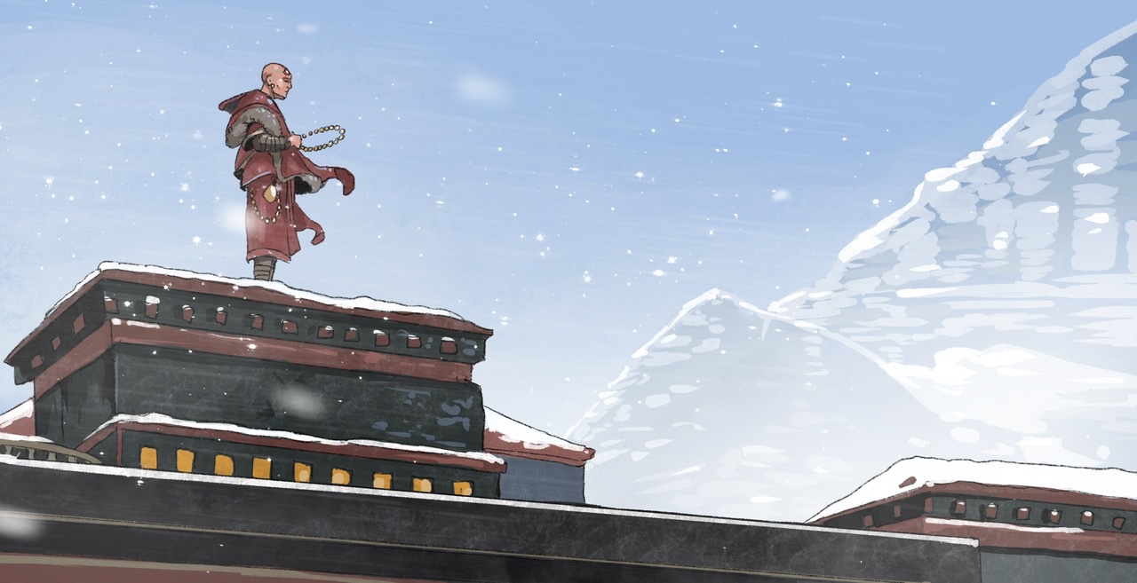 Aldan szerzetes a hegyekben